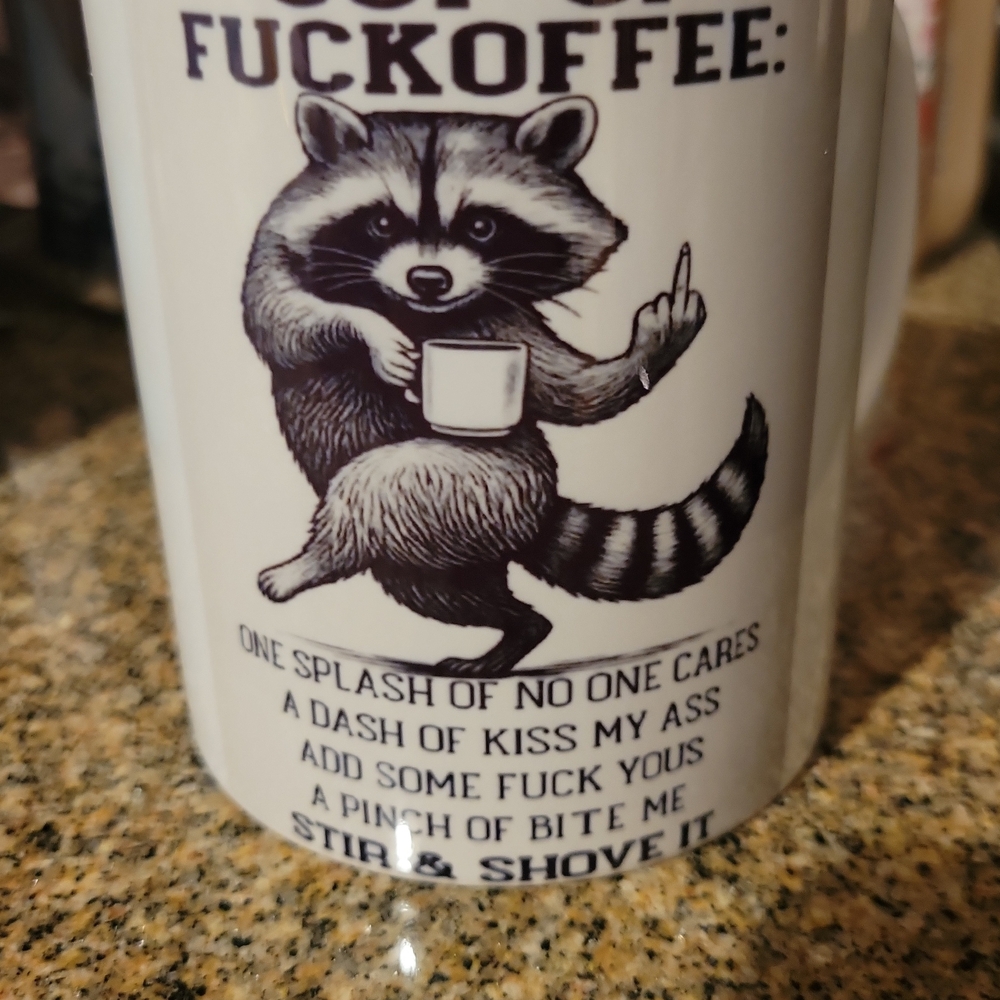 Humorous Raccoon Coffee Mug - White